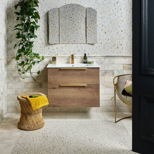 Palazzo Oro Brickbond Square Honed Marble Mosaic - Image 2