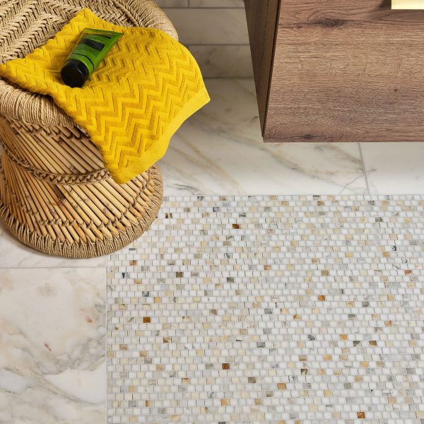 Palazzo Oro Brickbond Square Honed Marble Mosaic